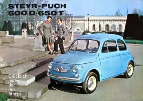 Steyr-Puch 500 D 650 T Modellprogramm 1963 Automobilprospekt (8229)