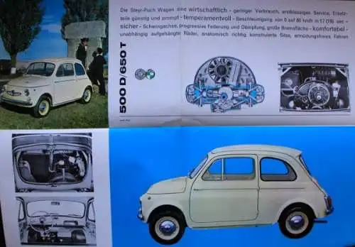 Steyr-Puch 500 D 650 T Modellprogramm 1963 Automobilprospekt (8229)