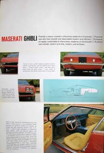 Maserati Ghibli Modellprogramm 1967 Automobilprospekt (6046)