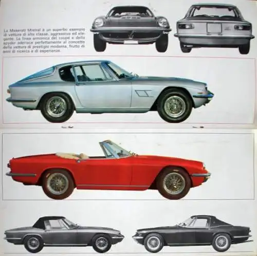 Maserati Mistral Modellprogramm 1964 Automobilprospekt (6545)