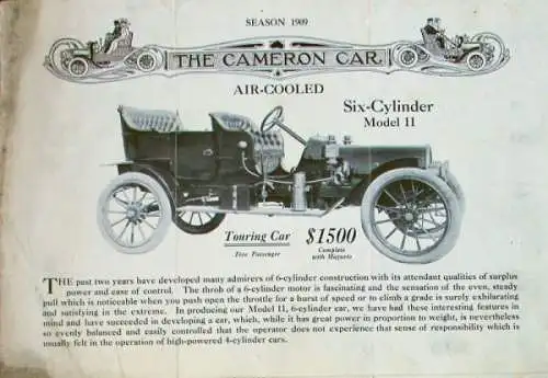 Cameron Cars Model 11 Modellprogramm 1909 Automobilprospekt (8983)