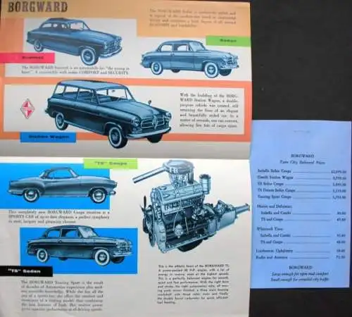 Borgward Isabella Modellprogramm 1959 "You will like" Automobilprospekt (9651)