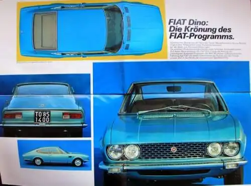 Fiat Dino Coupe Modellprogramm 1967 Automobilprospekt (8385)