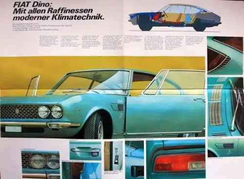 Fiat Dino Coupe Modellprogramm 1967 Automobilprospekt (8385)