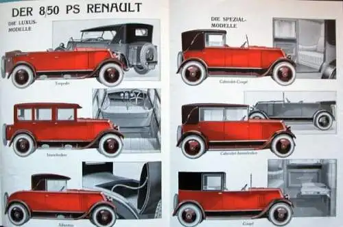 Renault 8/50 PS Modellprogramm 1925 Automobilprospekt (9082)