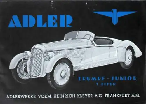 Adler Trumpf Junior 1 Liter Sport Modellprogramm 1936 Automobilprospekt (8694)