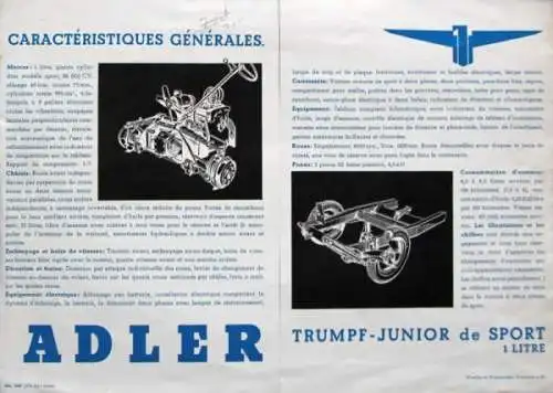 Adler Trumpf Junior 1 Liter Sport Modellprogramm 1936 Automobilprospekt (8694)