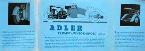 Adler Trumpf Junior 1 Liter Sport Modellprogramm 1936 Automobilprospekt (8694)