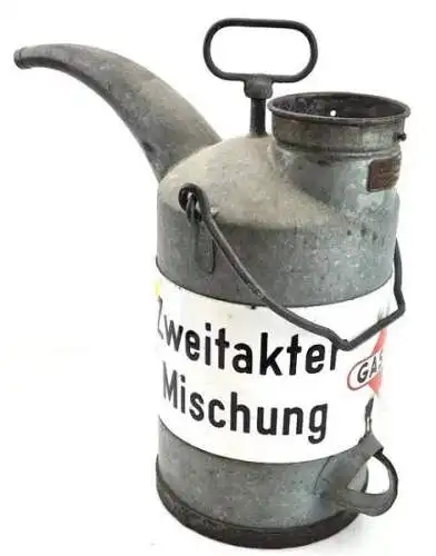 Gasolin Zweitaktmischung Benzinkanne 1960 mit Emaillering (6869)