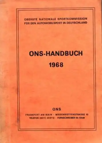 ONS "ONS Handbuch der Nationalen Sportkommission" Motorrennsport-Historie 1968 (5365)