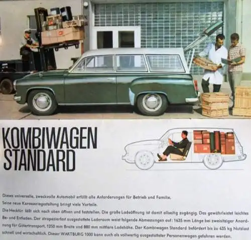 Wartburg 1000 Automobile Modellprogramm 1964 Automobilprospekt (7123)