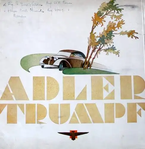 Adler Trumpf Modellprogramm 1935 Reuters Motive Automobilprospekt (3327)