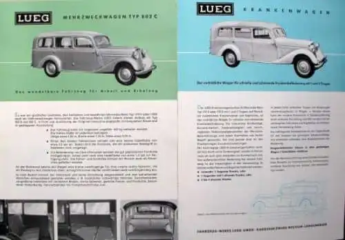 Mercedes-Benz Lueg Karosserien Modellprogramm 1955 Automobilprospekt-Mappe (6920)