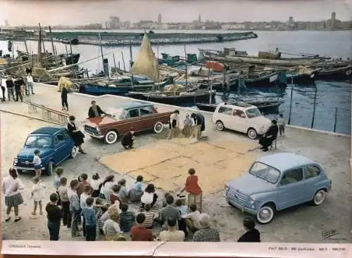 Fiat 500 Giardiniera 2100 Modelle Hafen Chioggia 1958 Werksfoto (0627)