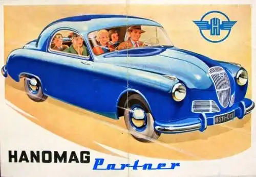 Hanomag Partner Prototyp Modellprogramm 1951 Automobilprospekt (2815)