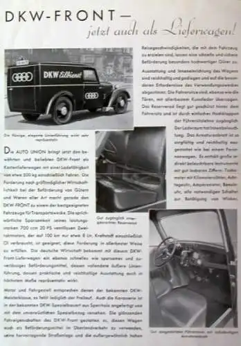 DKW Front Lieferwagen Modellprogramm 1936 Automobilprospekt (7136)