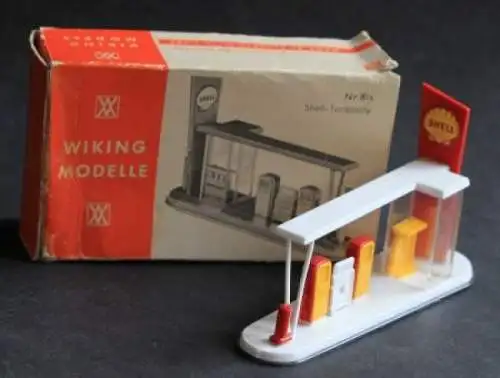 Wiking Shell Tankstelle 1960 Kunststoffmodell mit Originalbox (2723)