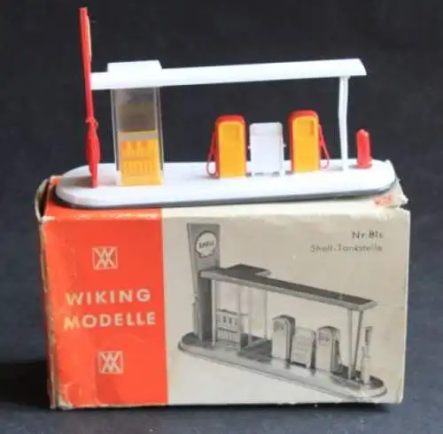 Wiking Shell Tankstelle 1960 Kunststoffmodell mit Originalbox (2723)