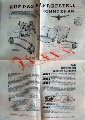 Adler 2,5 Liter Modellprogramm 1936 zwei Automobilprospeke (5987)
