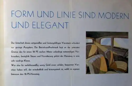 Hanomag 18 PS Modellprogramm 1932 "Der wirtschaftliche Viersitzer" Automobilprospekt (8160)