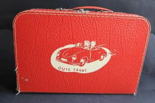 Porsche 356 "Gute Fahrt" Lederkoffer mit Porsche-Motiv (9705)