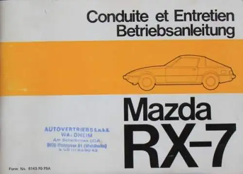 Mazda RX-7 Wankel 1979 Betriebsanleitung (7001)