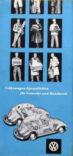 Volkswagen Käfer Modellprogramm 1955 "Spezialitäten für Gewerbe und Handwerk" Automobilprospekt (1118)