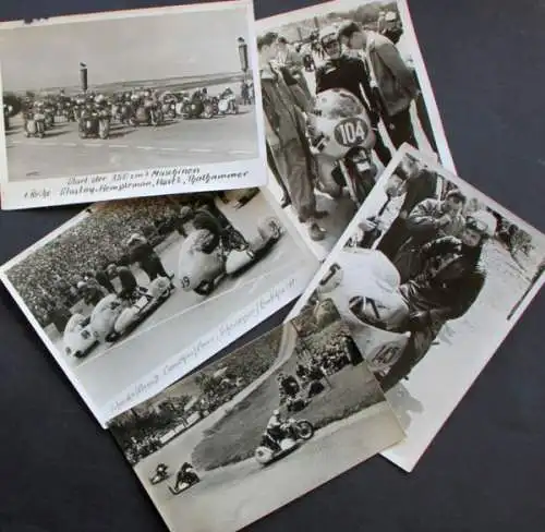 MZ Motorrad-Rennsport Musiol, Fügner fünf Originalfotos (1250)