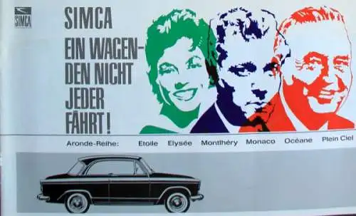 Simca Aronde Modellprogramm 1958 "Ein Wagen den nicht jeder fährt" Automobilprospekt (9697)