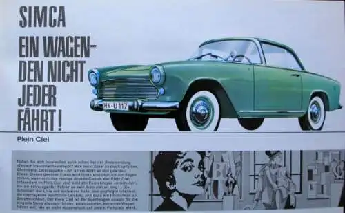 Simca Aronde Modellprogramm 1958 "Ein Wagen den nicht jeder fährt" Automobilprospekt (9697)