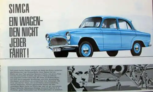 Simca Aronde Modellprogramm 1958 "Ein Wagen den nicht jeder fährt" Automobilprospekt (9697)