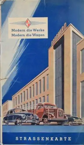 Borgward Straßenkarte 1952 Falkplan Deutschland mit Ortsverzeichnis (6114)