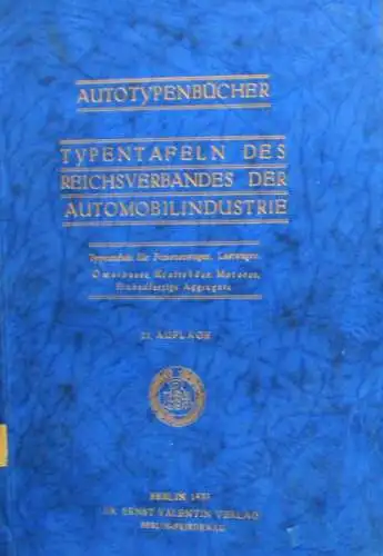 "Autotypenbuch - Typentafeln der Deutschen Kraftfahrzeuge" Automobil-Jahrbuch 1933 (8322)