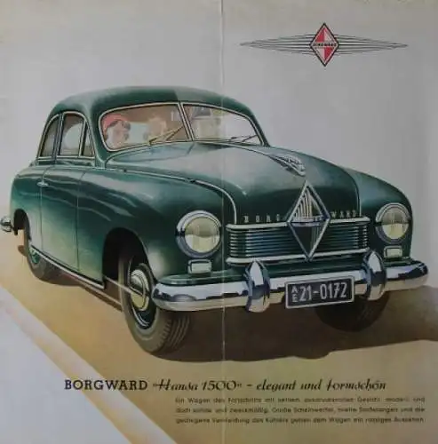 Borgward Hansa 1500 Modellprogramm 1953 "Eine klare Entscheidung" Automobilprospekt (9795)