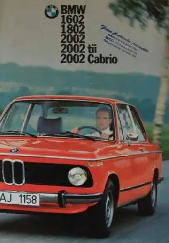 BMW 1602 - 2002 Cabrio Modellprogramm 1974 Automobilprospekt (0779)