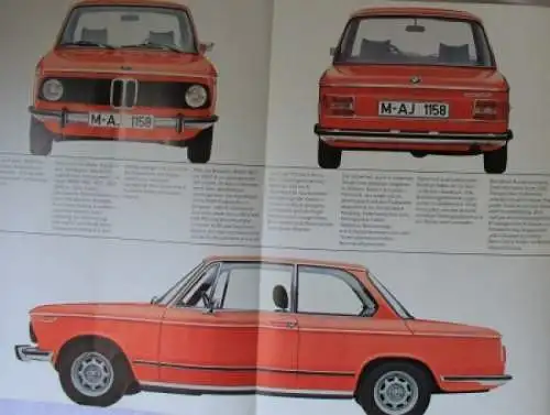 BMW 1602 - 2002 Cabrio Modellprogramm 1974 Automobilprospekt (0779)
