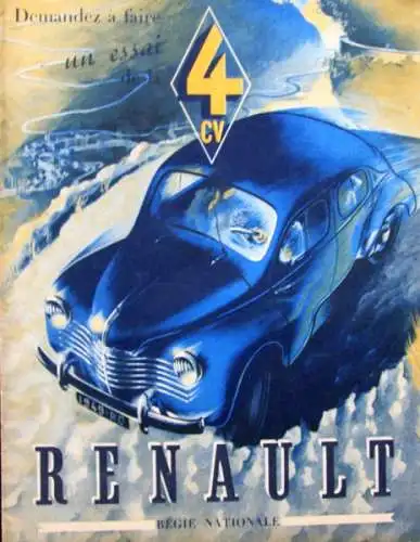 Renault 4 CV Modellprogramm 1948 Automobilprospekt (3014)