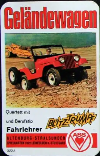 Altenburg Spielkarten "Geländewagen" 1972 Kartenspiel (6517)