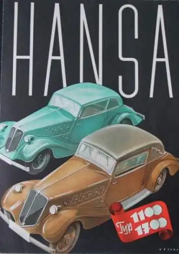 Borgward Hansa 1100 - 1700 Modellprogramm 1936 Automobilprospekt (0633)