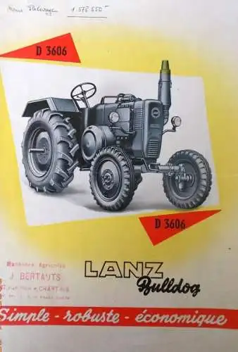 Lanz Bulldog D 3606 Modellprogramm 1953 Traktorprospekt (2787)