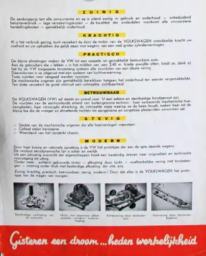 Volkswagen Käfer Modellprogramm 1948 "Gisteren een droom" Automobilprospekt (1902)