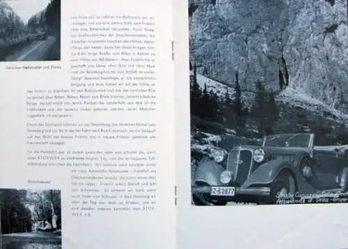 Stoewer Greif V8 Modellprogramm 1936 "Im Stoewer auf Reisen" Automobilprospekt (0335)