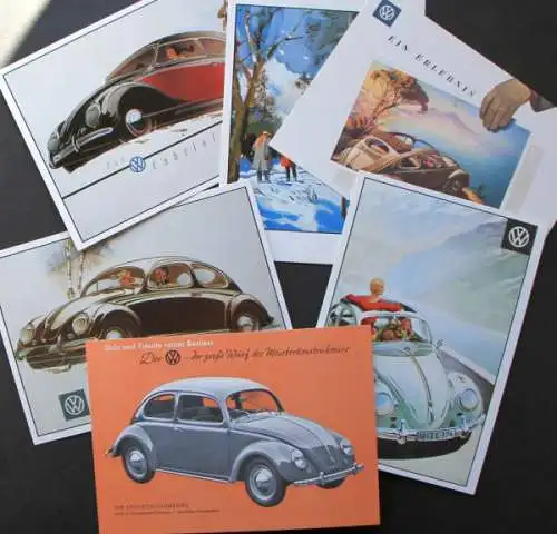 Volkswagen Käfer 1952 - 1958 sechs Postkartenmotive (3811)