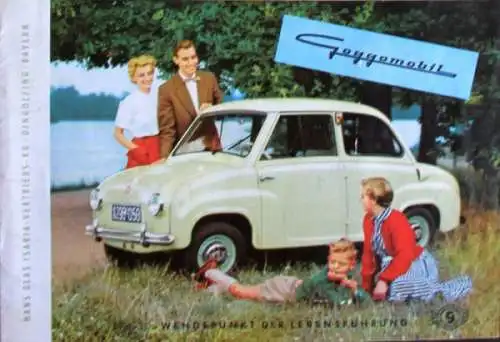 Glas Goggomobil Modellprogramm 1955 "Wendepunkt der Lebensführung" Automobilprospekt (3598)
