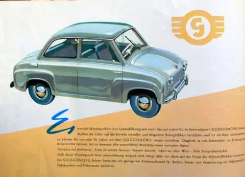 Glas Goggomobil Modellprogramm 1955 "Wendepunkt der Lebensführung" Automobilprospekt (3598)