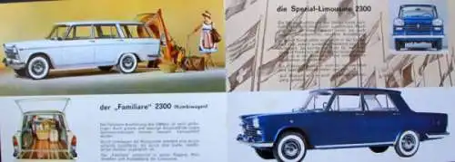 Fiat 1800 - 2300 Modellprogramm 1961 "Die 6 Zylinder" Automobilprospekt (3859)