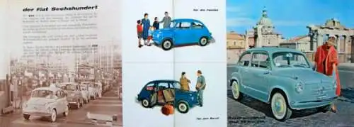 Fiat 600 Modellprogramm 1956 Automobilprospekt (8006)