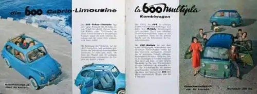 Fiat 600 Modellprogramm 1956 Automobilprospekt (8006)