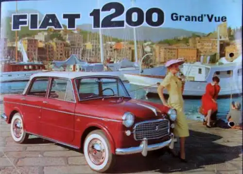 Fiat 1200 Grand Vue Modellprogramm 1958 Automobilprospekt (5974)