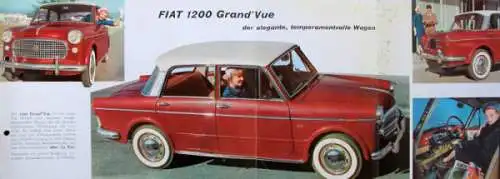 Fiat 1200 Grand Vue Modellprogramm 1958 Automobilprospekt (5974)